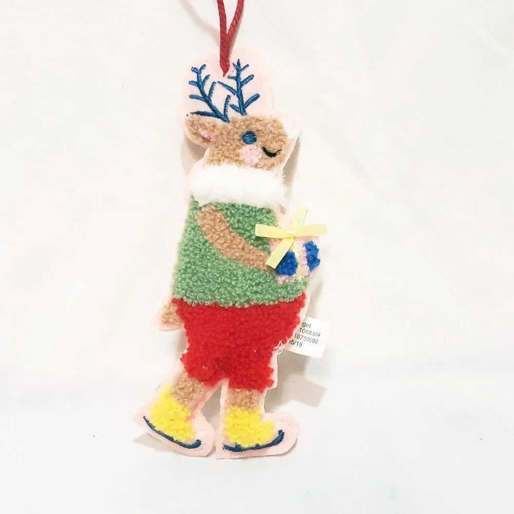 Ice Skating Reindeer Christmas Ornament Target 2018 Felt And Crewel 6.5